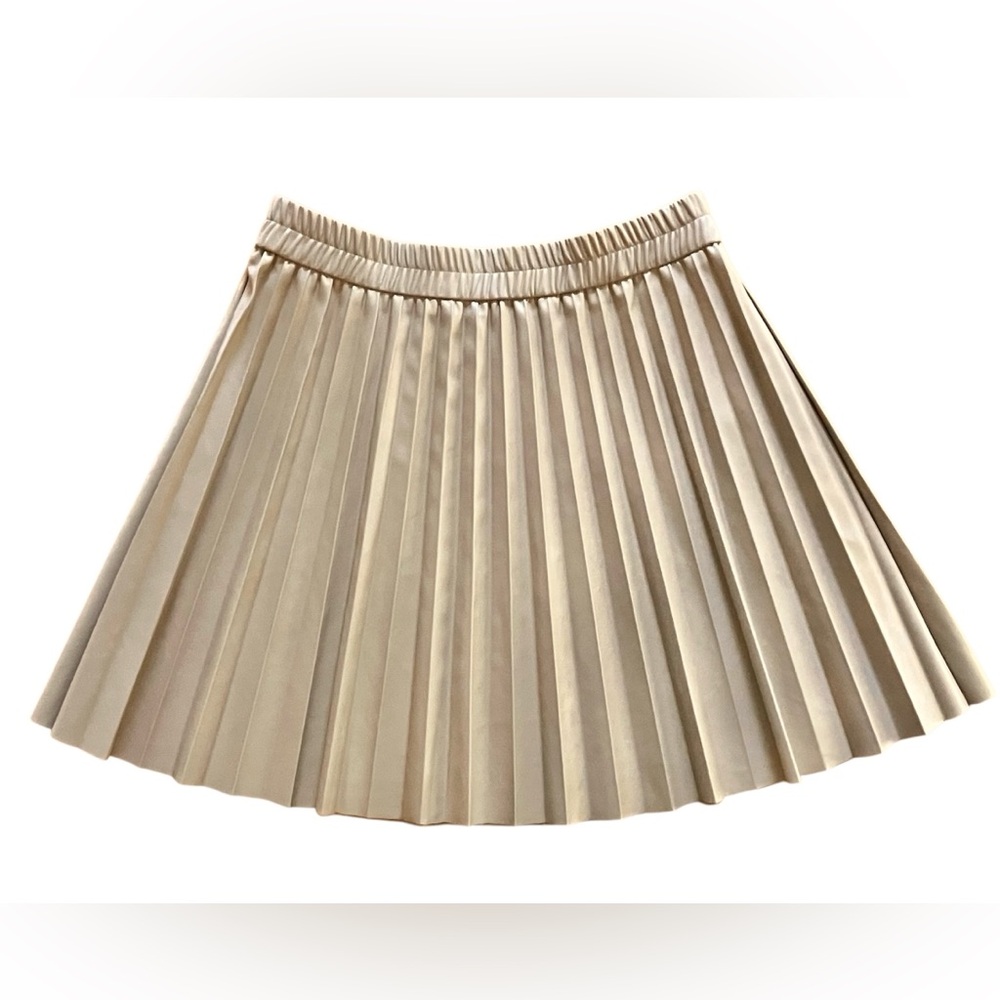 SINCERELY JULES Beige Faux Leather Pleated Mini Skirt Preppy Y2K Aesthetic M